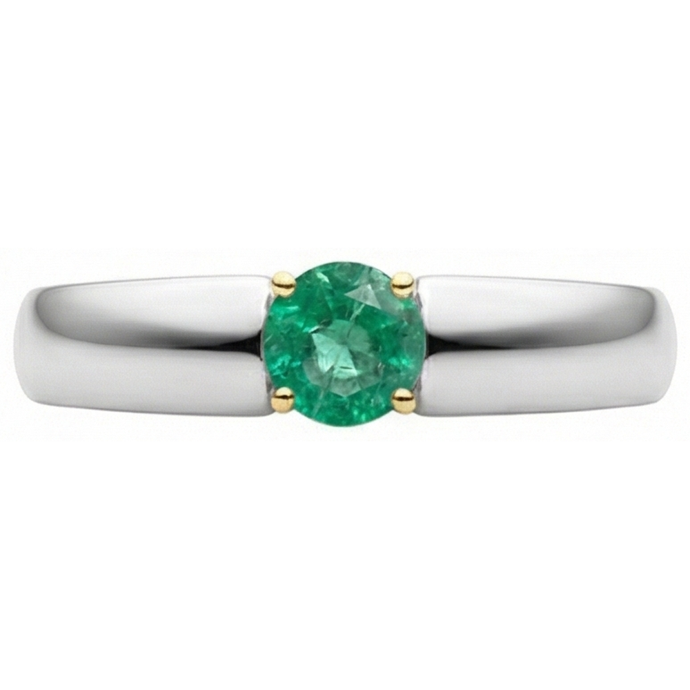 Émeraude Fine Bague avec Gemme 1-carats Or Bicolore 14 Carats – vue de profil