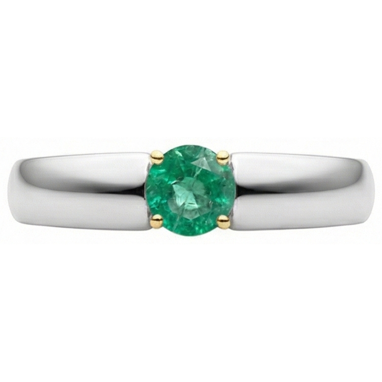 Émeraude Fine Bague avec Gemme 1-carats Or Bicolore 14 Carats – vue de profil