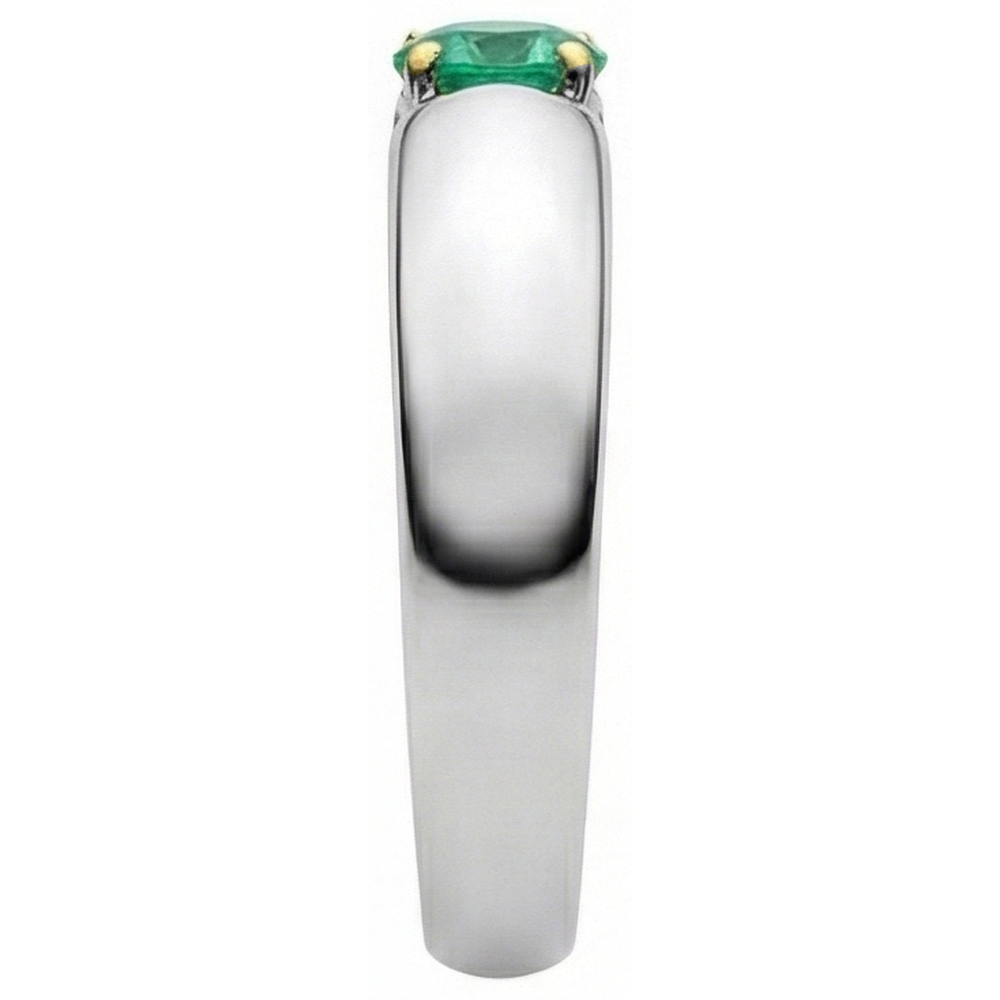 Émeraude Fine Bague avec Gemme 1 carats Or Bicolore 14 Carats – vue arrière