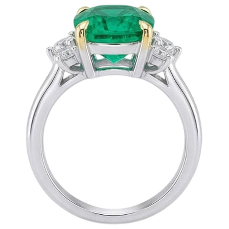 Bague Pierre Précieuse Or Deux Tons 14 Carats avec Émeraude – vue arrière