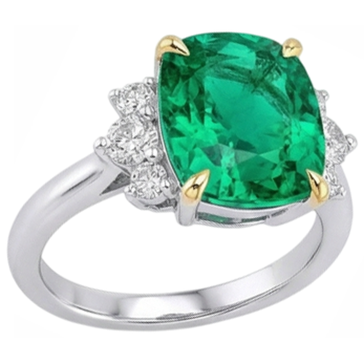 Émeraude Bague Pierre Précieuse 4-carats Or Deux Tons 14 Carats – vue de profil