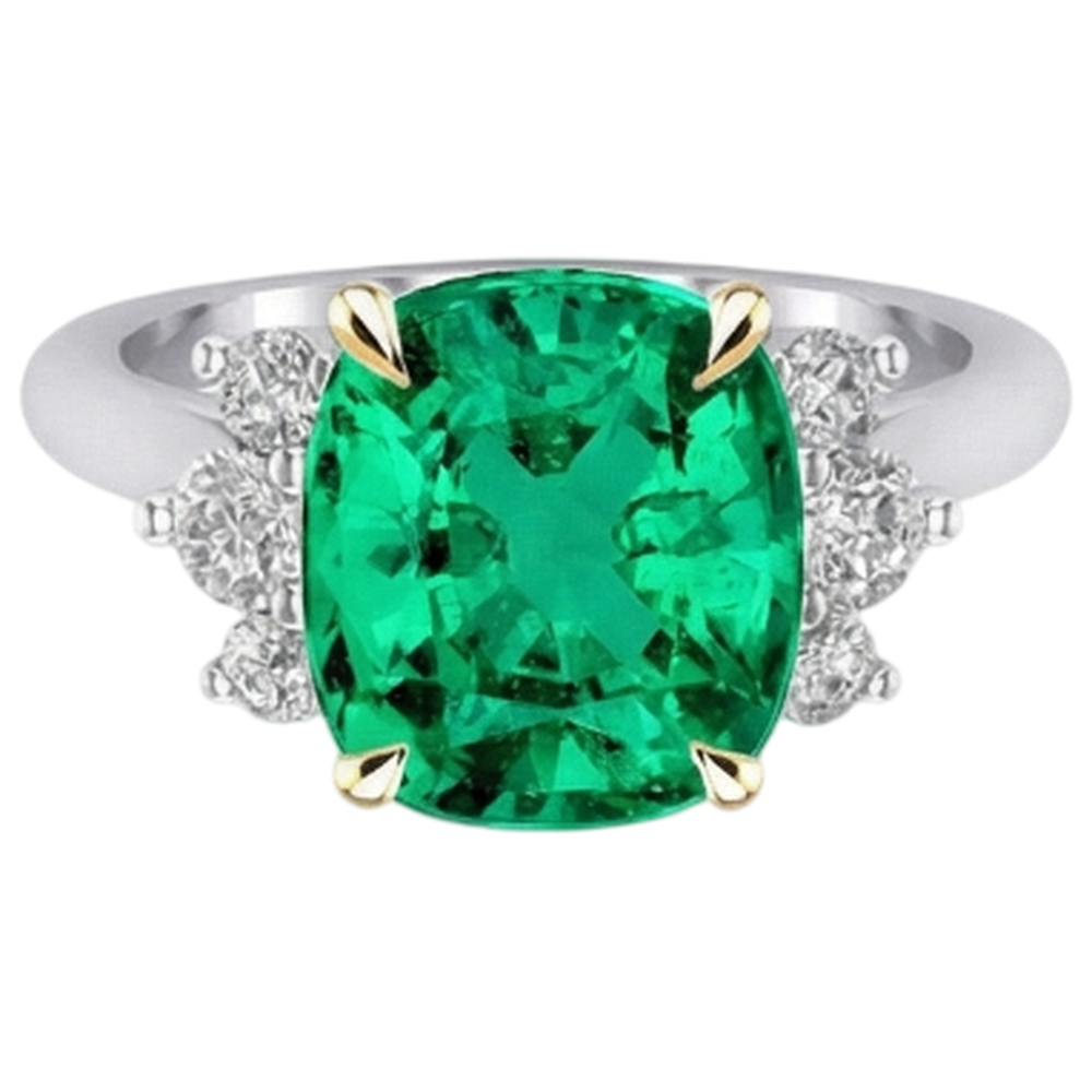 Émeraude Bague Pierre Précieuse 4-carats Or Deux Tons 14 Carats – vue d'angle
