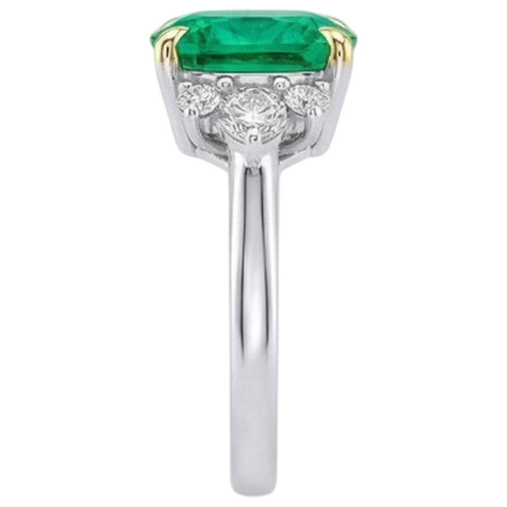 Bague Pierre Précieuse Or Deux Tons 14 Carats avec Émeraude – vue de dessus
