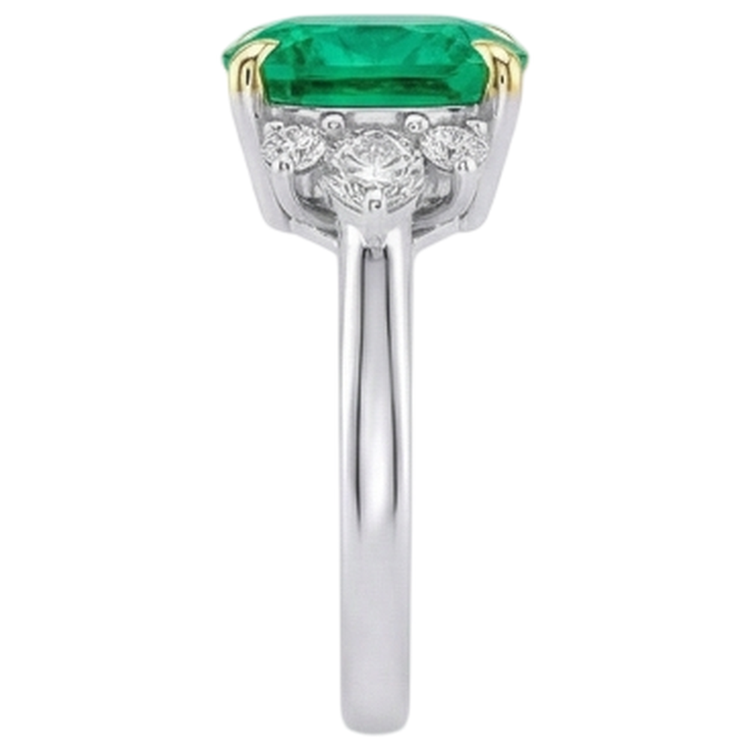Bague Pierre Précieuse Or Deux Tons 14 Carats avec Émeraude – vue de dessus