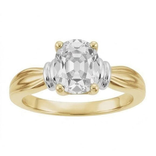 Diamant Bague Mono-Pierre 4,50 carats Or Bicolore 14 Carats – vue de face