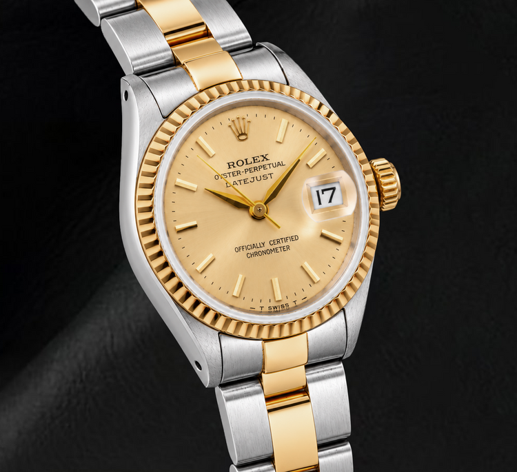 Montre Rolex Datejust 6917 26 mm Bicolore Cadran Champagne à Index Bâtons