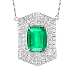 Certifié GIA Émeraude Collier Pendentif Pierre 3 carats – Or