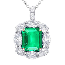 Émeraude Fine Certifié GIA Collier Pendentif Pierre 6 carats en