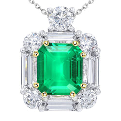Émeraude Pendentif Gemme de luxe – 6 carats Or Deux Tons 14