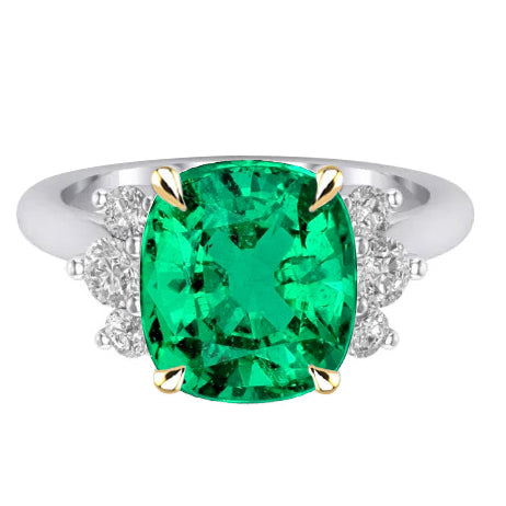 Émeraude Bague Pierre Précieuse 4 carats Or Deux Tons 14 Carats – vue principale