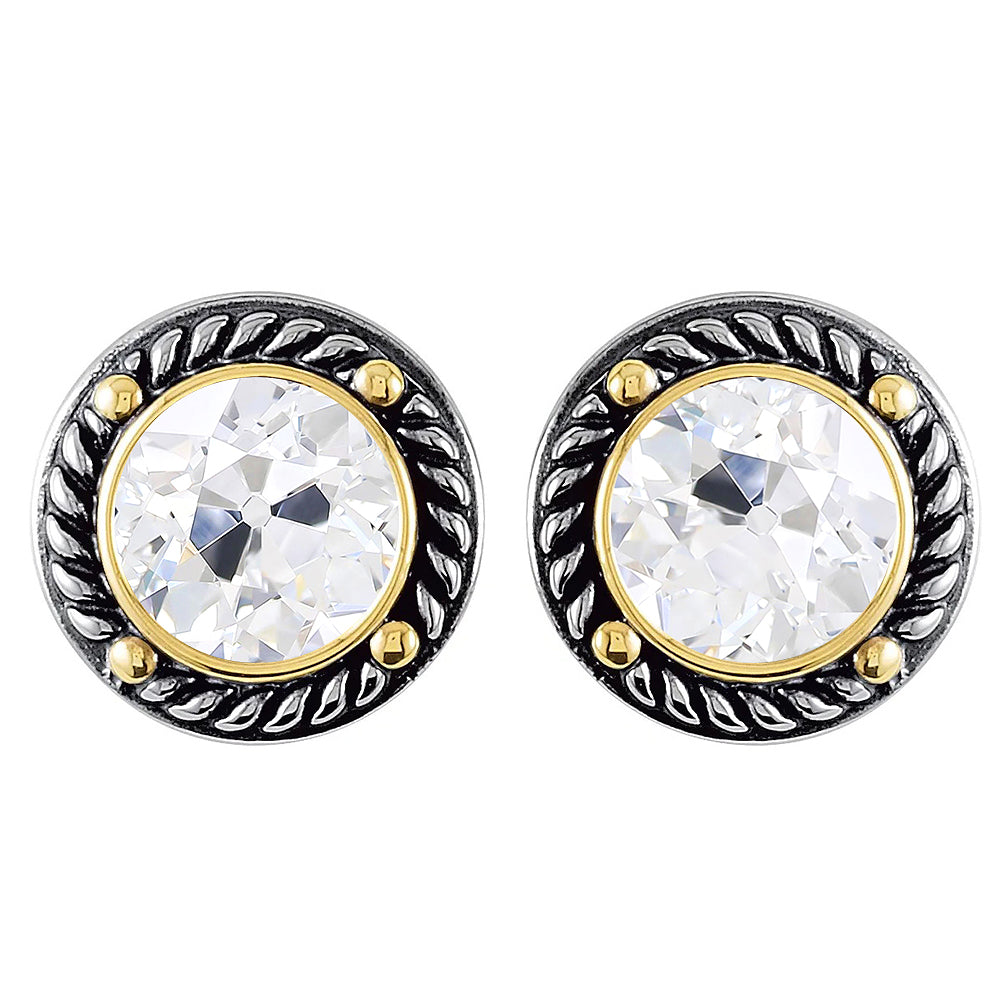 Coussin Antique Diamant Fin bague en Or 14K Bicolore – vue principale