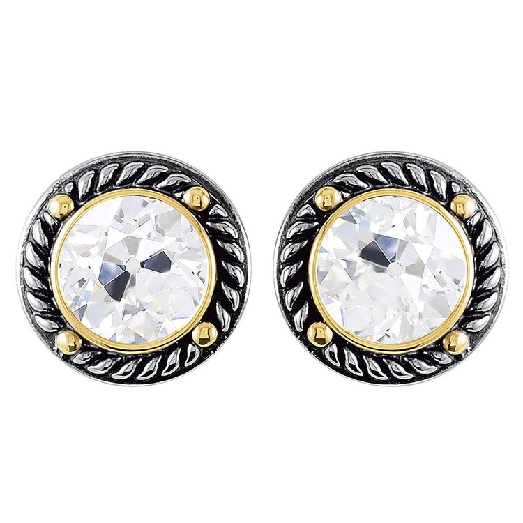Coussin Antique Diamant Fin bague en Or 14K Bicolore – vue principale