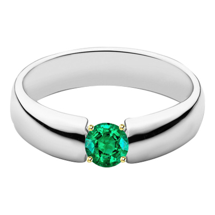 Haut de gamme Émeraude Fine Bague avec Gemme 1 carats – vue principale