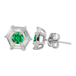 Émeraude GIA Certifié Gemstone Earring – 1 carats en Or 14K