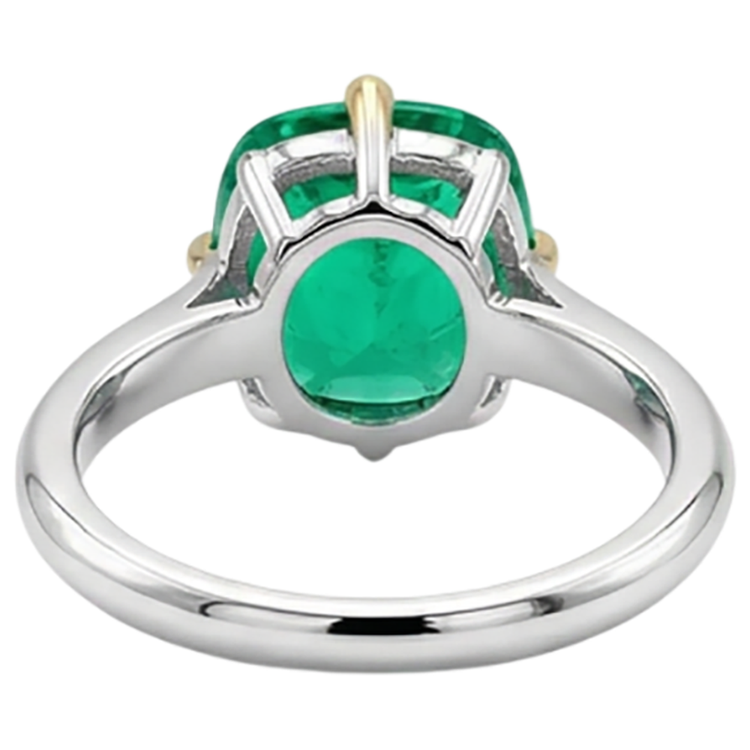 Artisanal Émeraude Fine Bague avec Gemme 2 carats – vue détaillée