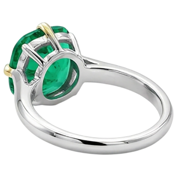 Émeraude Fine Bague avec Gemme 2-carats Or Deux Tons 14 Carats – vue de dessus