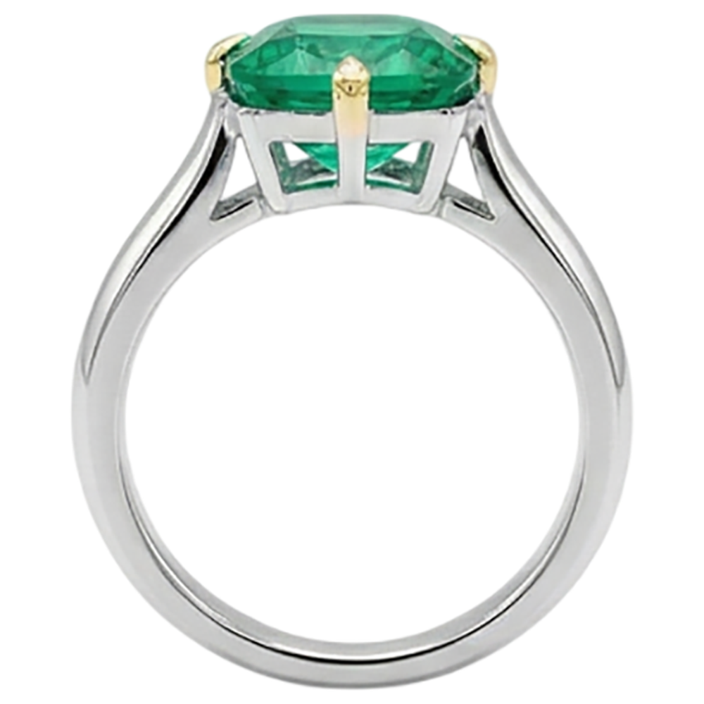 Taille Coussin Émeraude Fine bague en Or Deux Tons 14 Carats – vue arrière