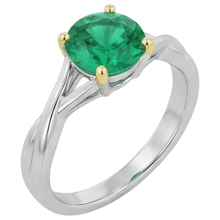 Raffiné Émeraude Fine Bague Pierre Précieuse 2 carats – vue de côté
