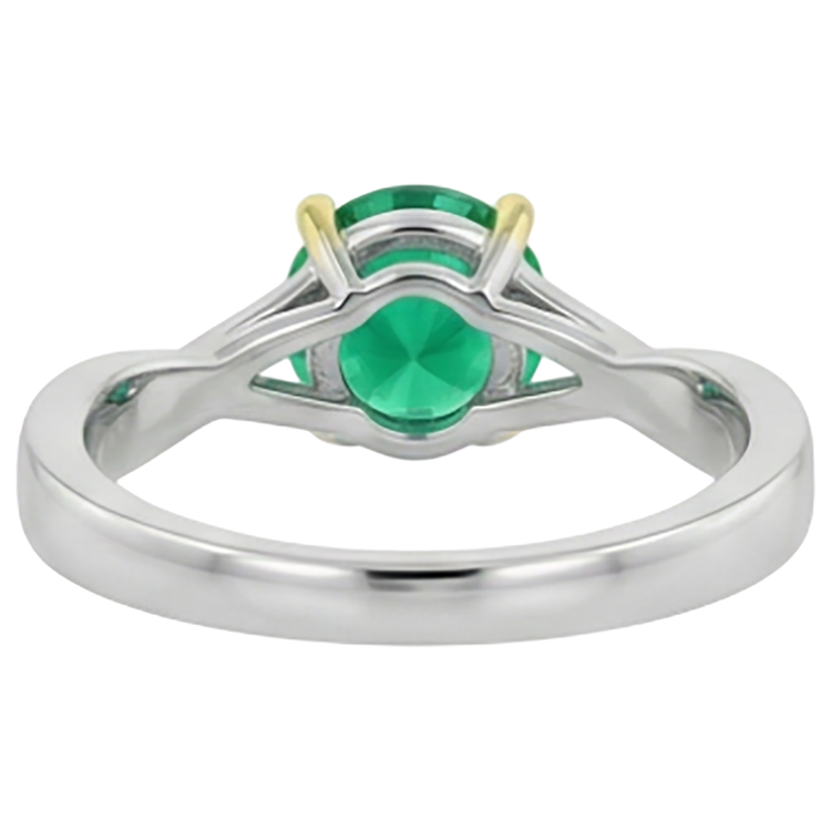 Émeraude Fine Bague Pierre Précieuse 2-carats Or 14K Bicolore – vue arrière