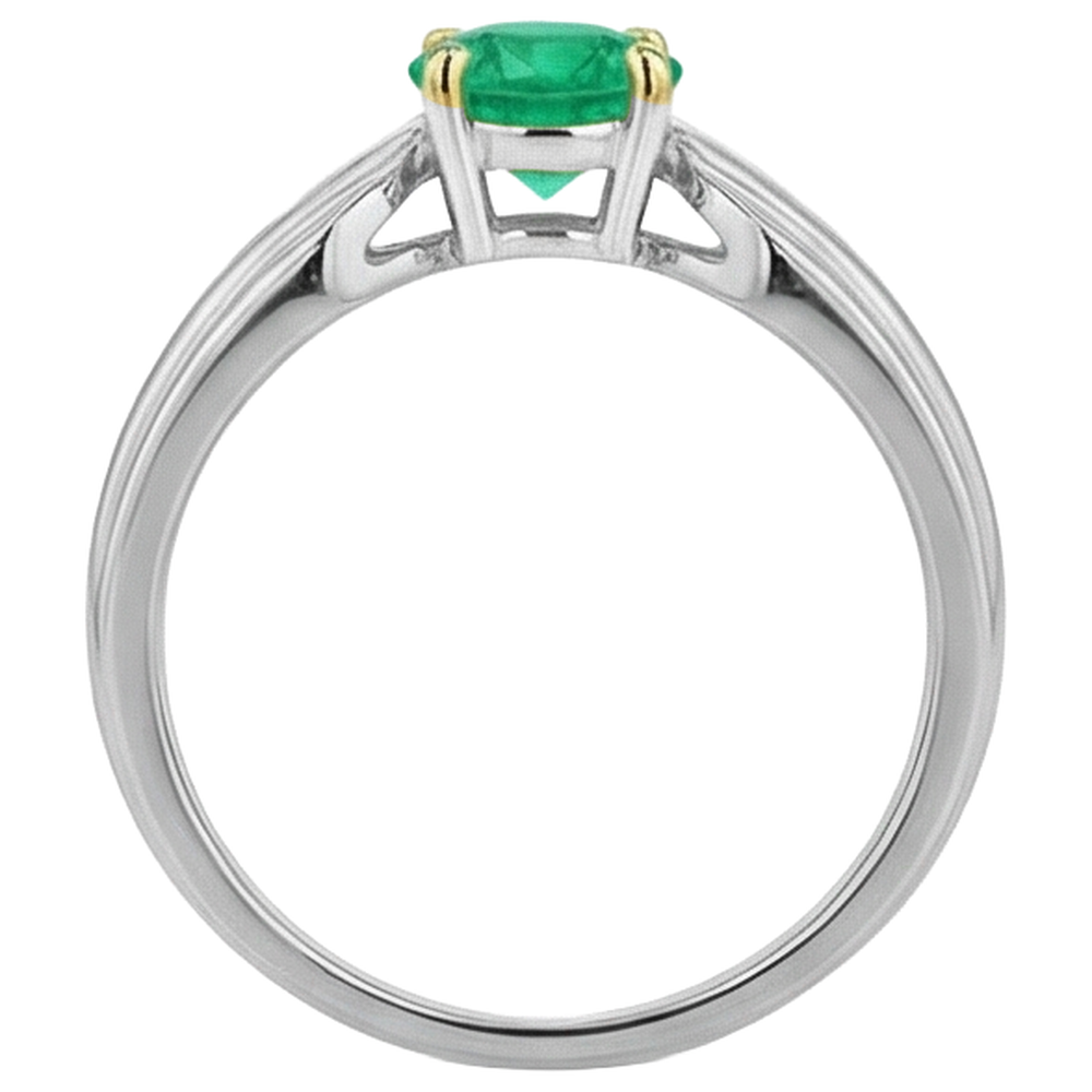 Émeraude Colombienne Taille Brillant Bague Pierre Précieuse en Or Deux Tons 14 Carats – vue arrière