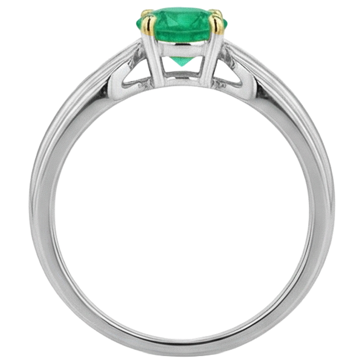 Émeraude Colombienne Taille Brillant Bague Pierre Précieuse en Or Deux Tons 14 Carats – vue arrière