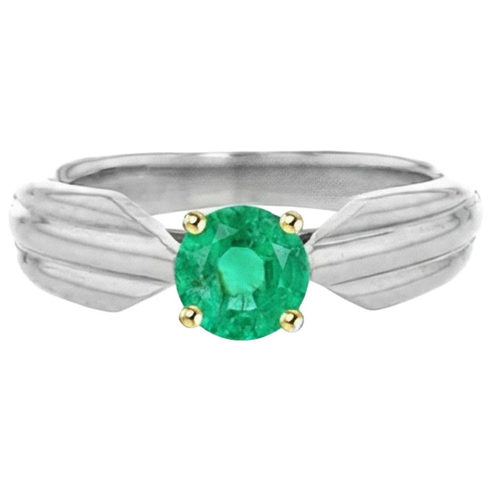 Brillant Émeraude Colombienne Bague Pierre Précieuse 1 carats – vue de profil