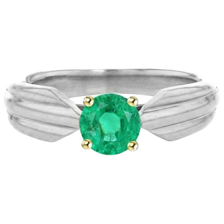 Brillant Émeraude Colombienne Bague Pierre Précieuse 1 carats – vue de profil