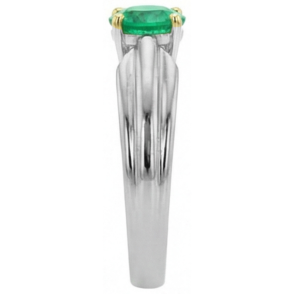 Taille Brillant Émeraude Colombienne bague en Or Deux Tons 14 Carats – vue de dessus
