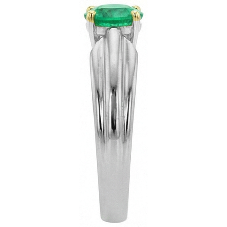Taille Brillant Émeraude Colombienne bague en Or Deux Tons 14 Carats – vue de dessus