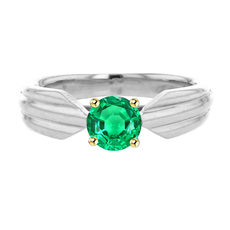 Émeraude Colombienne Bague Pierre Précieuse 1 carats Or Deux Tons 14 Carats – vue principale