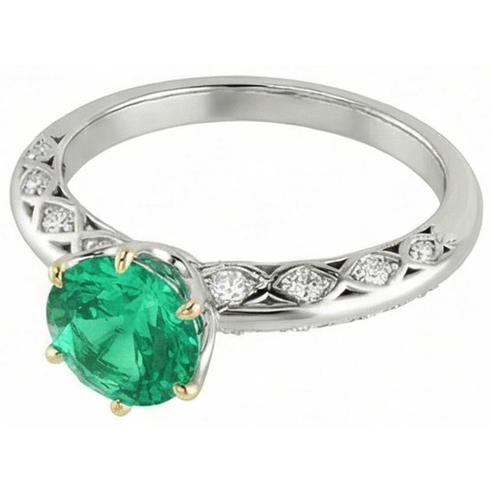 Éblouissant Émeraude Fine Bague Pierre Précieuse 2 carats – vue de côté