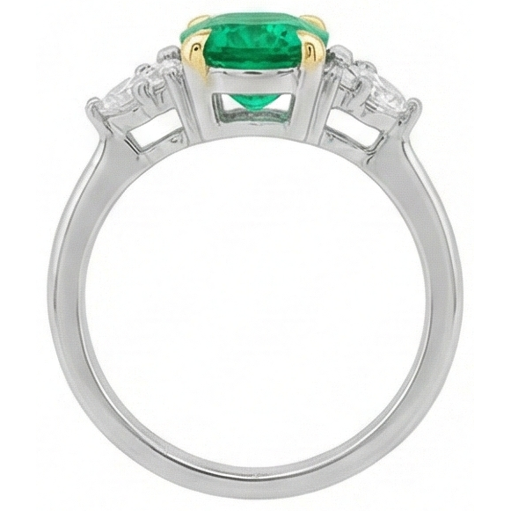 Émeraude Bague avec Gemme 1,50 carats Or 14K Bicolore – vue arrière