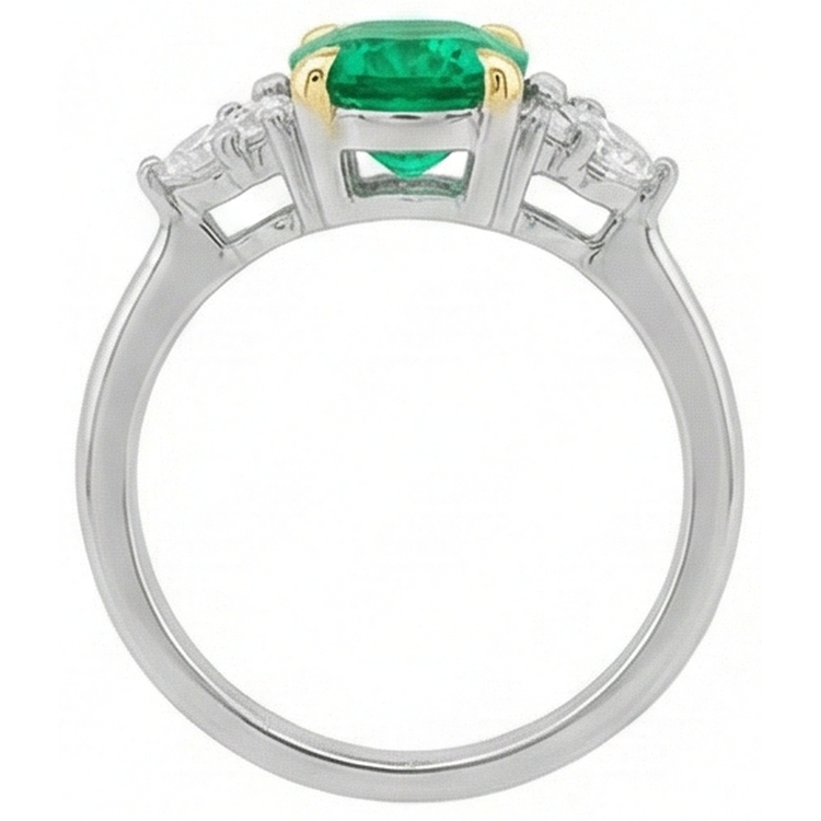 Émeraude Bague avec Gemme 1,50 carats Or 14K Bicolore – vue arrière