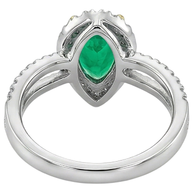 Émeraude Taille Poire Bague Pierre Précieuse en Or Bicolore 14 Carats – vue de dessus