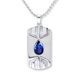 Unique Poire Bleu Saphir Pendentif Chien Balise Pour Hommes