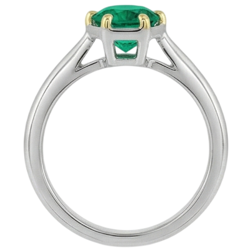 Bague avec Gemme Or 14K Bicolore avec Émeraude Fine – vue arrière