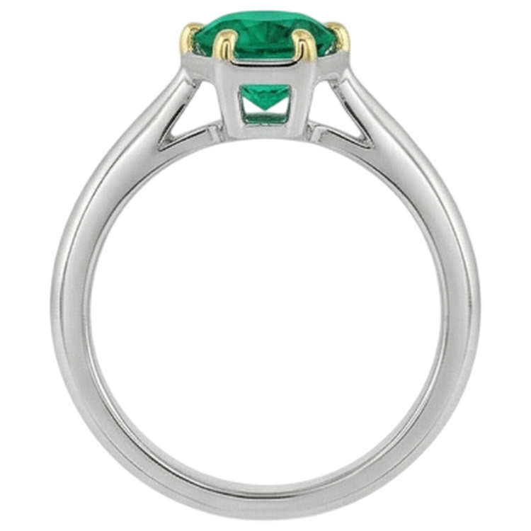 Bague avec Gemme Or 14K Bicolore avec Émeraude Fine – vue arrière