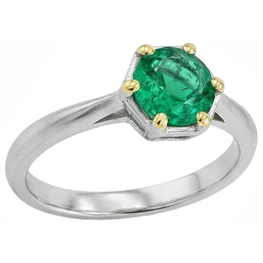 Émeraude Fine Bague avec Gemme 1,50 carats Or 14K Bicolore – vue de côté