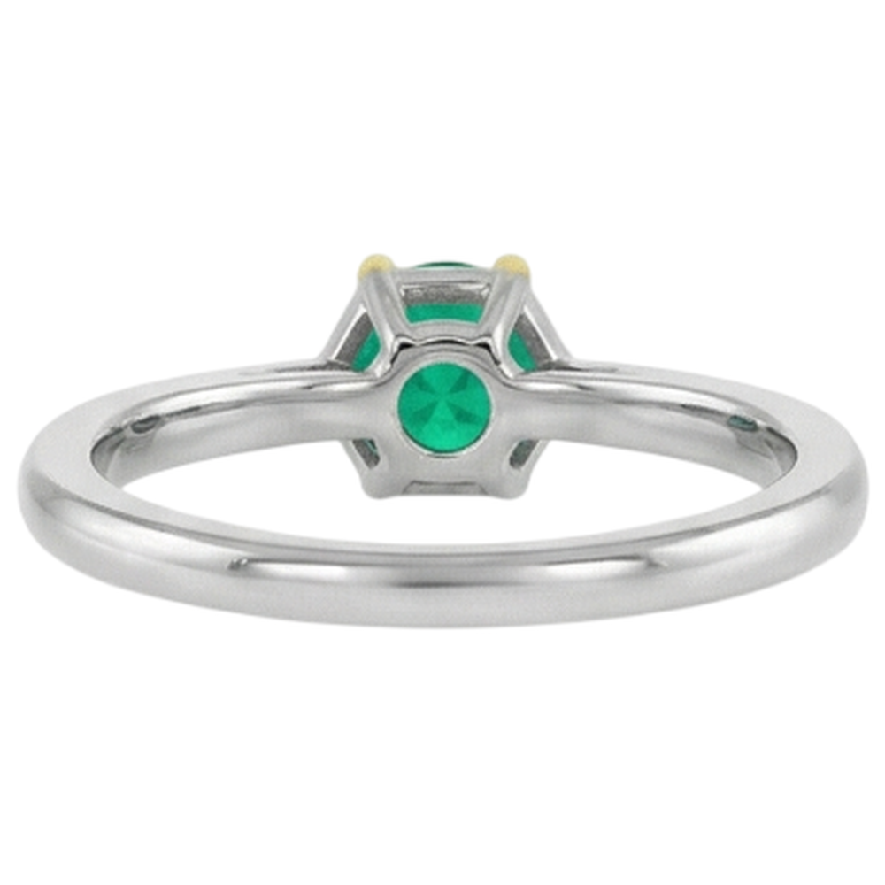 Émeraude Fine Taille Brillant Bague avec Gemme en Or 14K Bicolore – vue détaillée