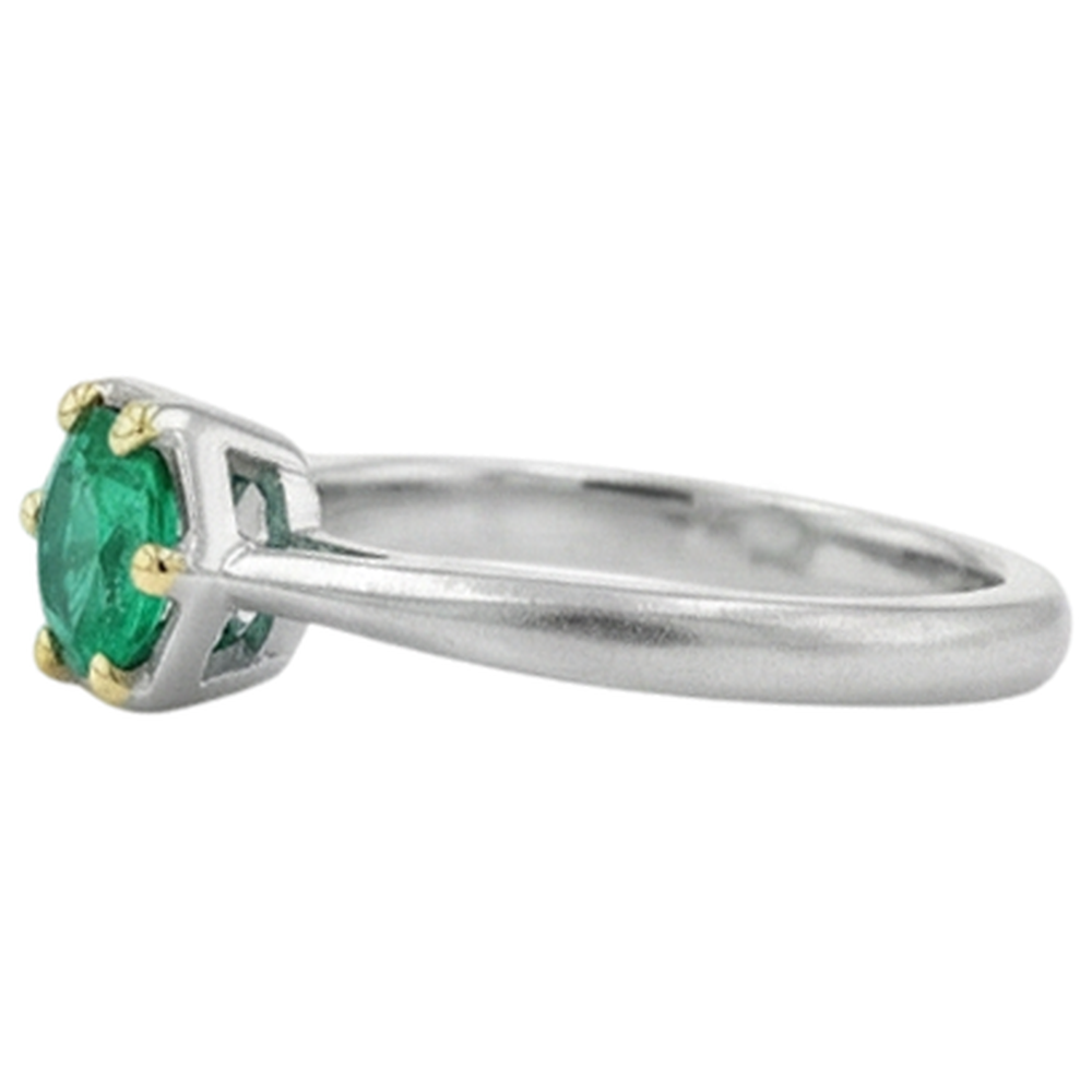 Bague avec Gemme Or 14K Bicolore avec Émeraude Fine – vue de profil