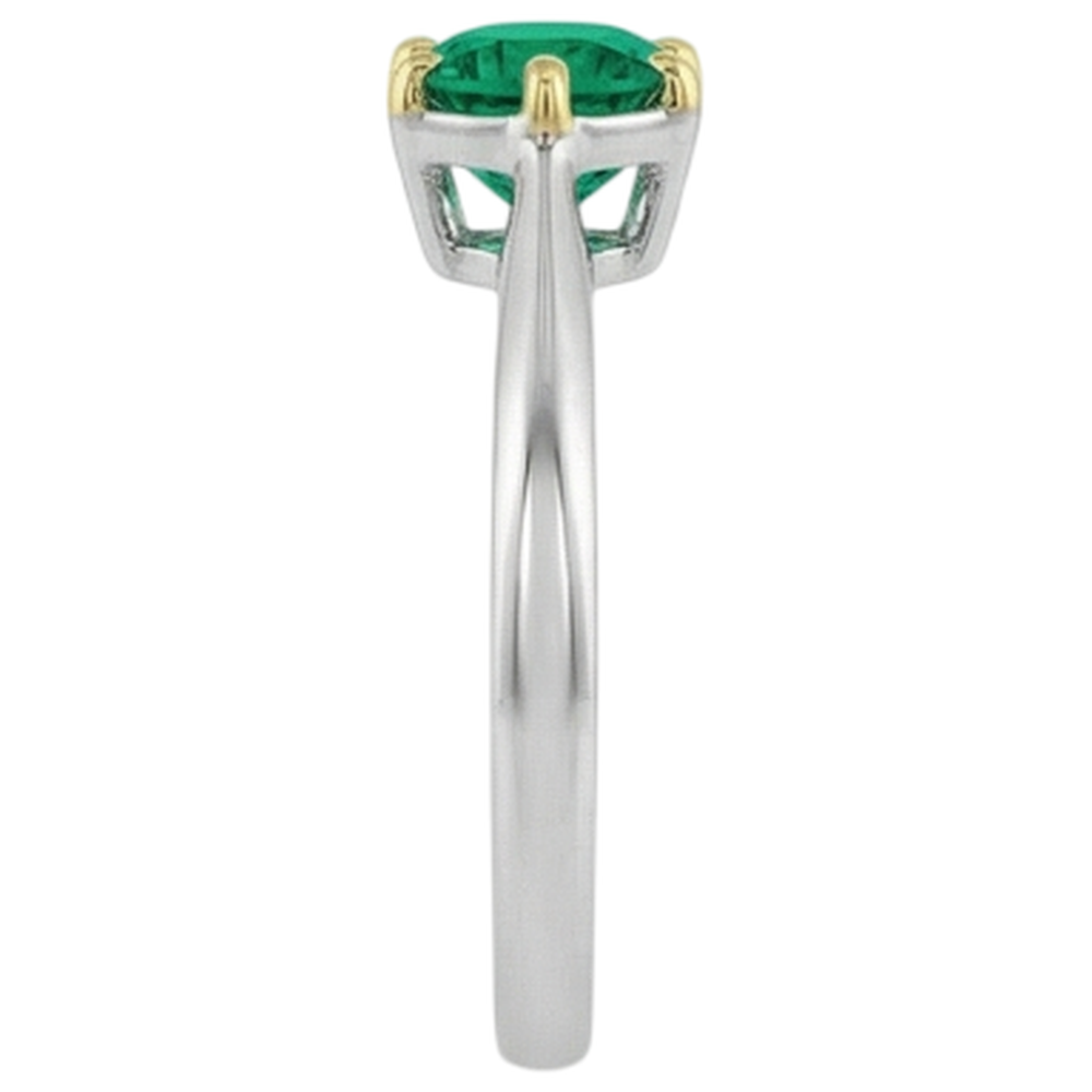 Bague avec Gemme Or 14K Bicolore avec Émeraude Fine – vue de dessus