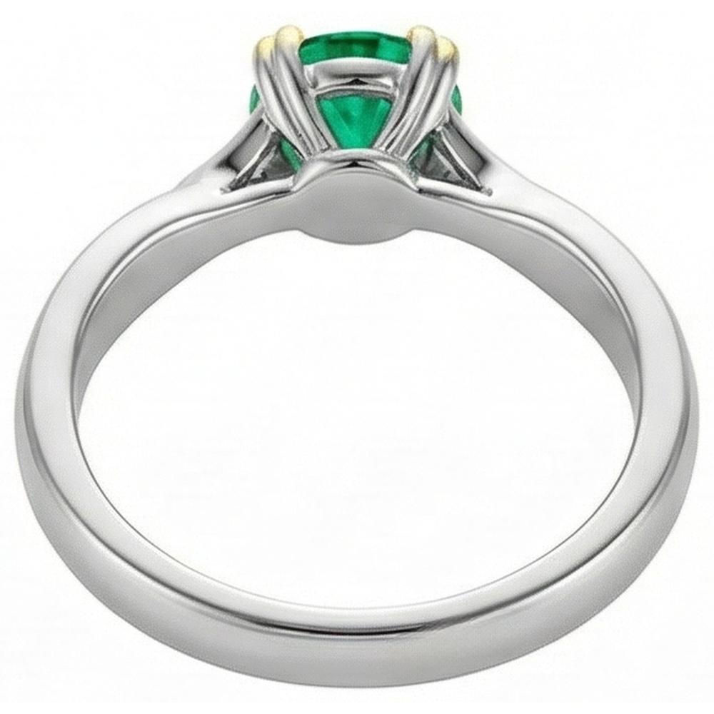 Bague Pierre Précieuse Or 14K Bicolore avec Émeraude – vue de dessus