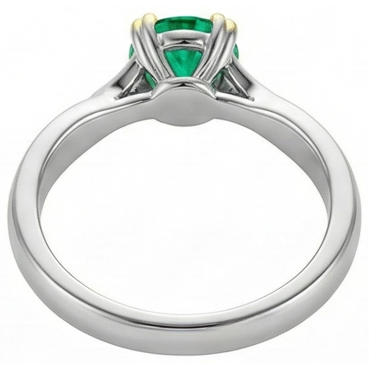 Bague Pierre Précieuse Or 14K Bicolore avec Émeraude – vue de dessus