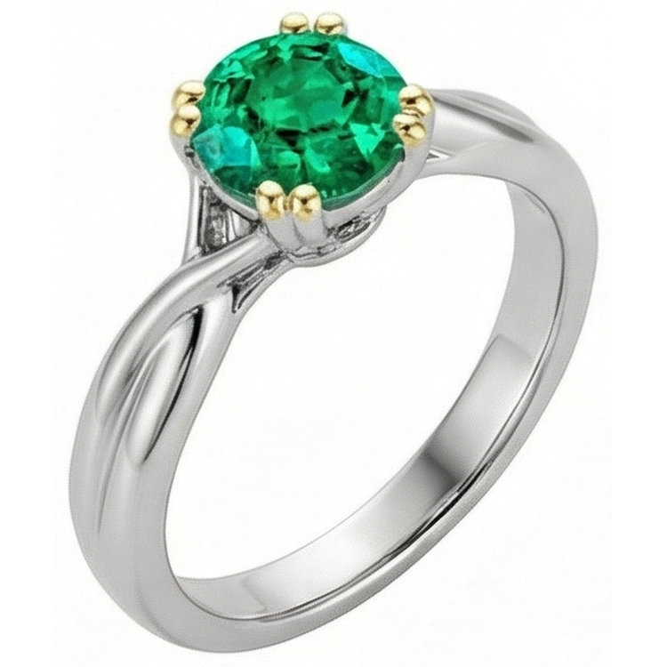 Rayonnant Émeraude Bague Pierre Précieuse 2 carats – vue de face