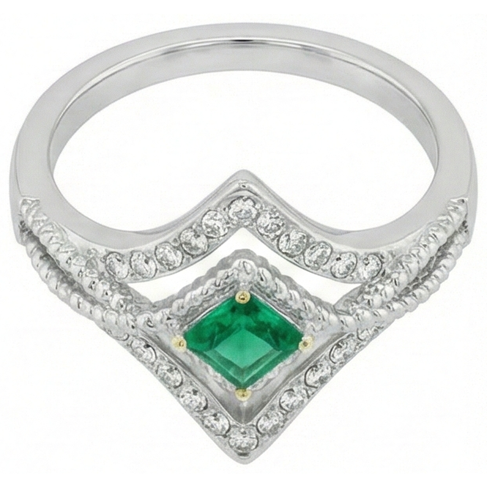 Fait à la main Émeraude Bague avec Gemme 1 carats – vue d'angle