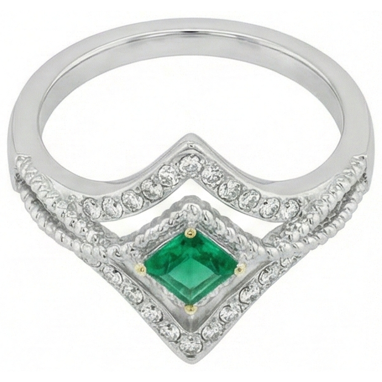 Fait à la main Émeraude Bague avec Gemme 1 carats – vue d'angle