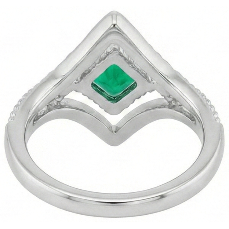 Princesse Émeraude bague en Or Bicolore 14 Carats – vue arrière
