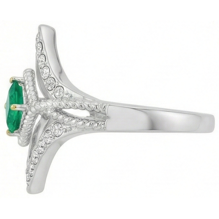 Émeraude Princesse Bague avec Gemme en Or Bicolore 14 Carats – vue de profil