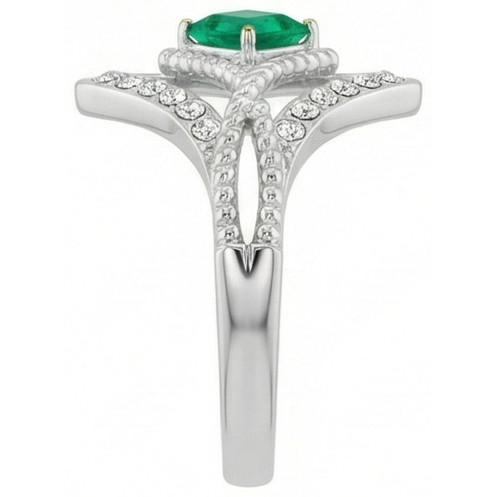 Princesse Émeraude bague en Or Bicolore 14 Carats – vue de dessus