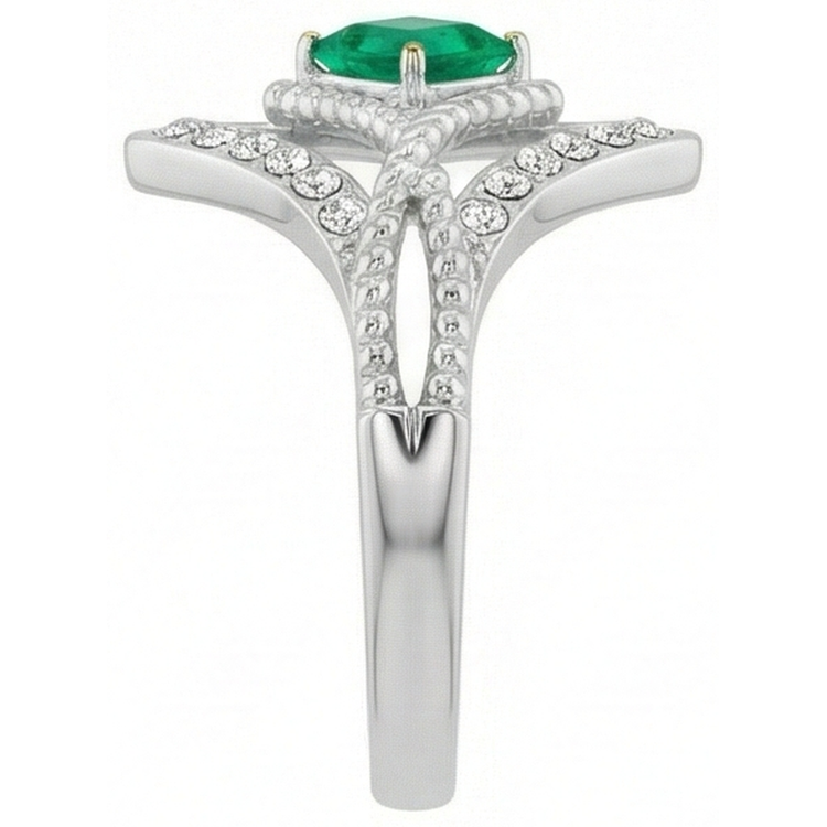 Princesse Émeraude bague en Or Bicolore 14 Carats – vue de dessus